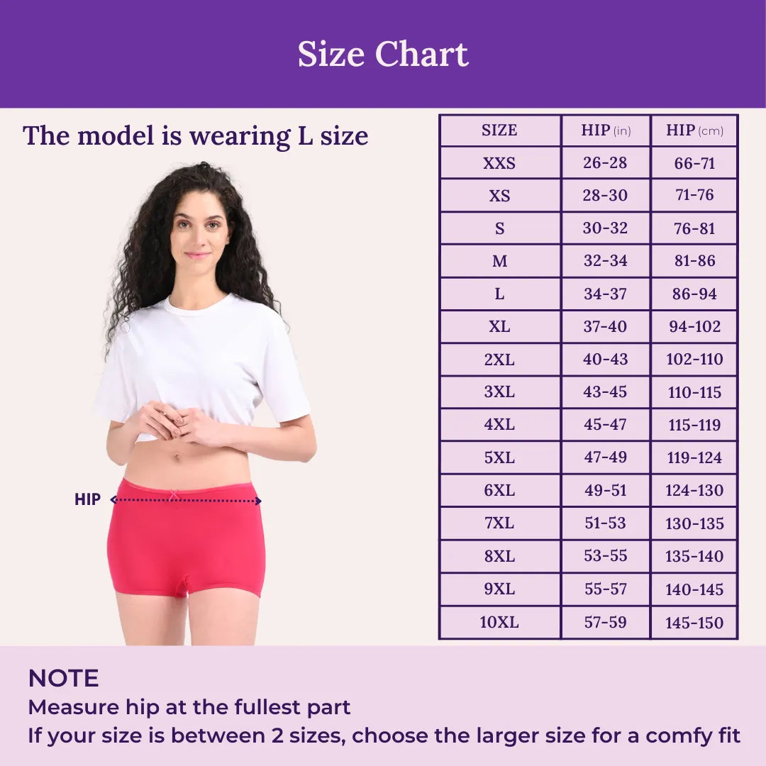 Size Chart For Boyshorts
