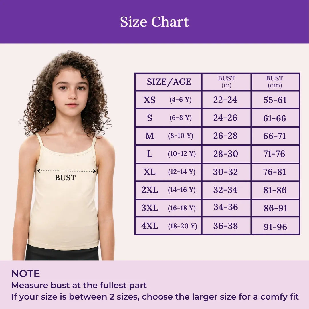 Size Chart For Bra Slip Camisole