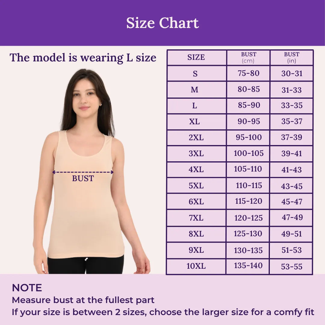 Size Chart For Camisole Wider Strap