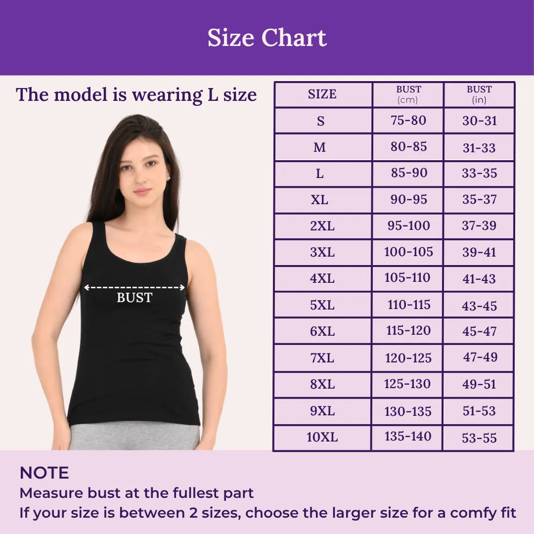 Size Chart For Camisole Wider Strap