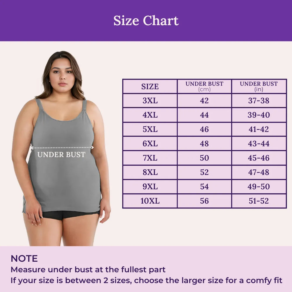 Size Chart For Camisole With Built In Bra For Large Breasts
