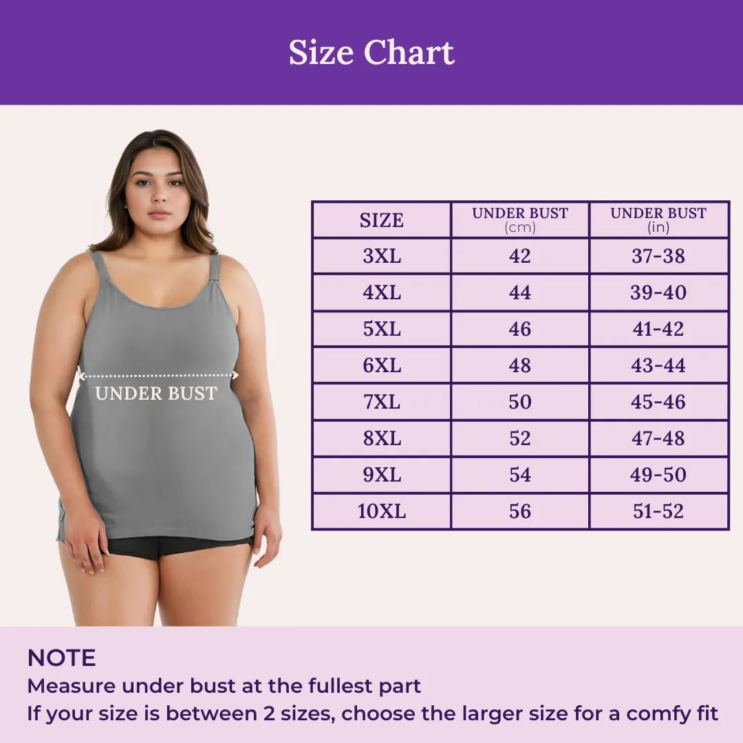 Size Chart For Camisole With Built In Bra For Large Breasts