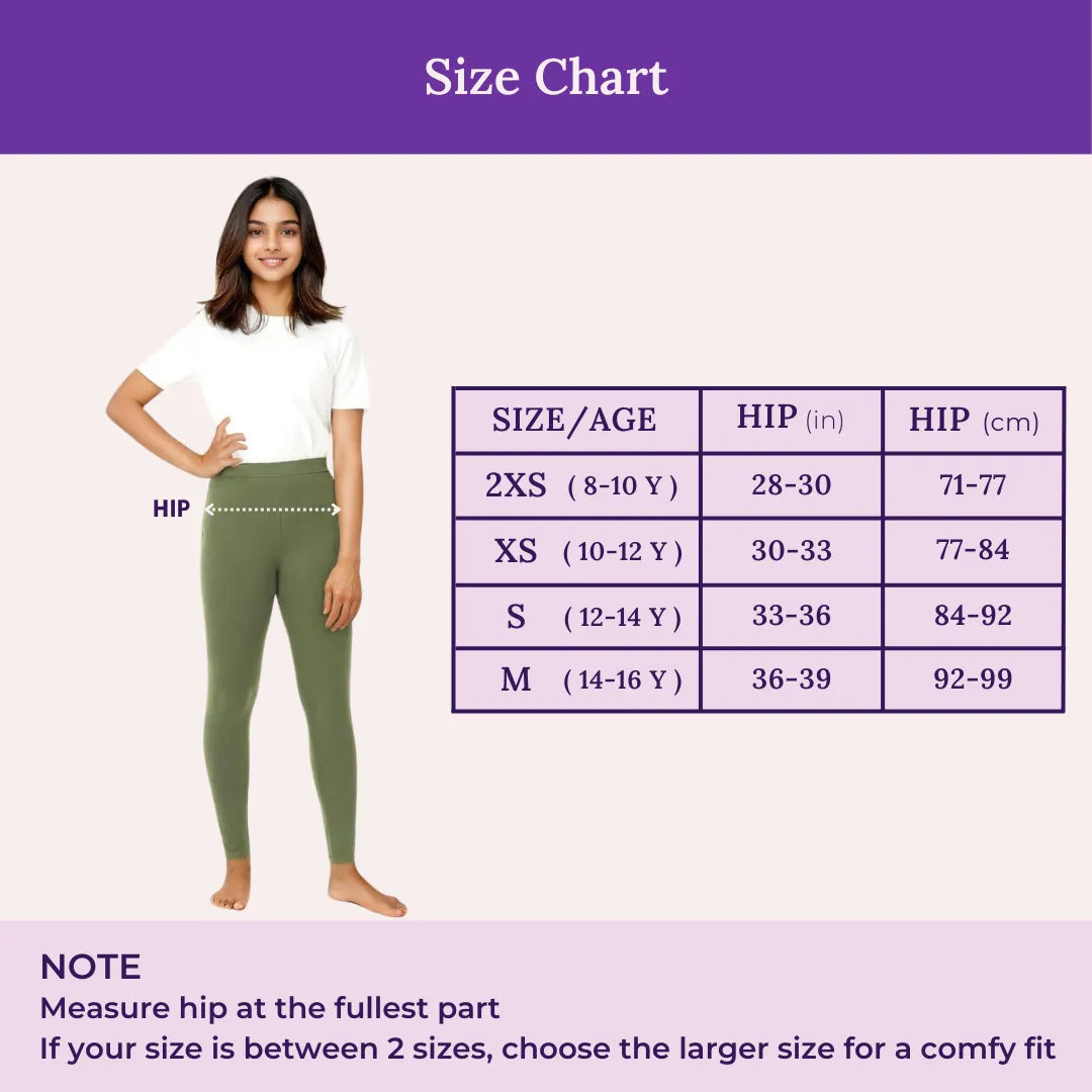 Size Chart For Cotton Leggings - Green