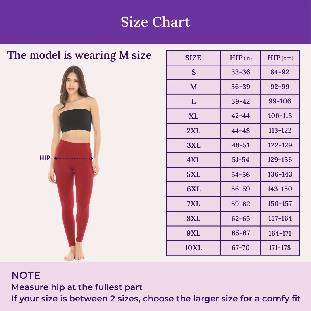 Size Chart For Leggings Maroon