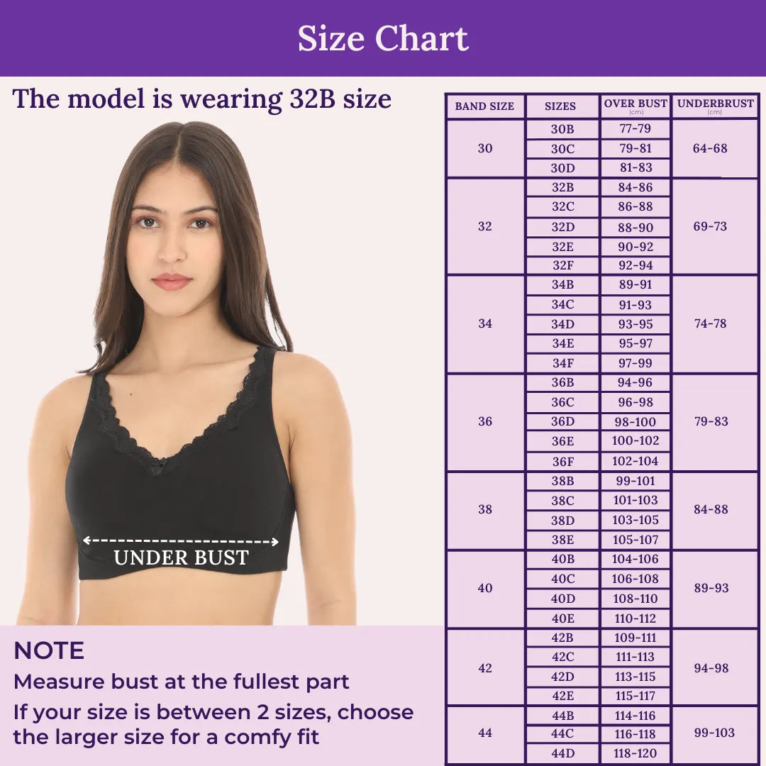 Size Chart For Daily Bliss Bra