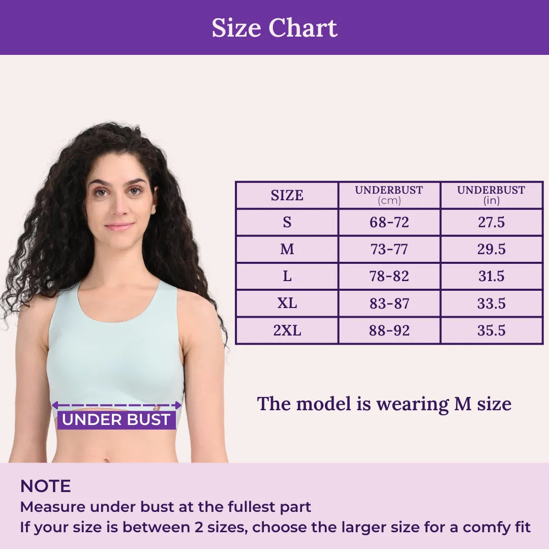 Size Chart For EzeFit Bra Racerback