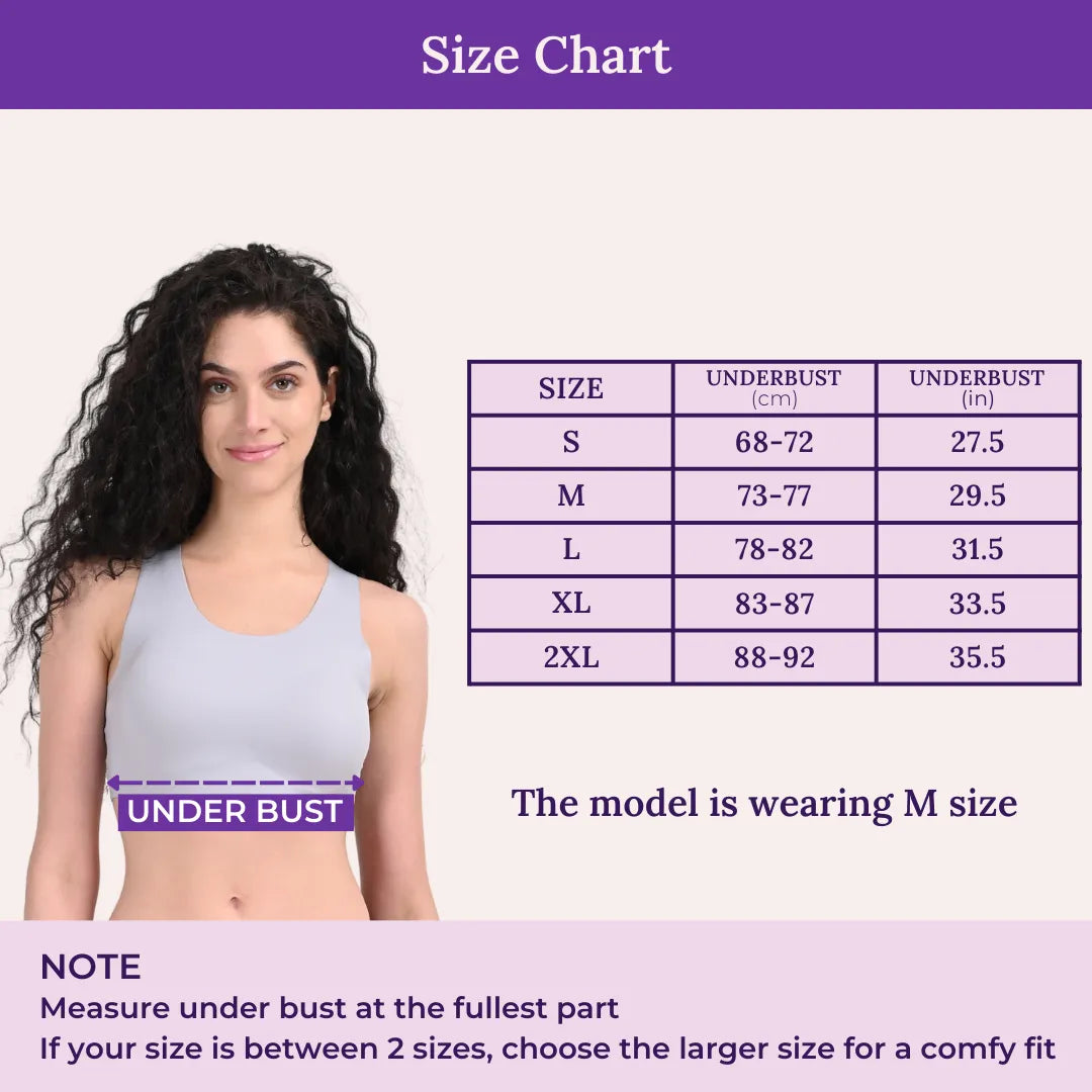 Size Chart For EzeFit Bra U Back