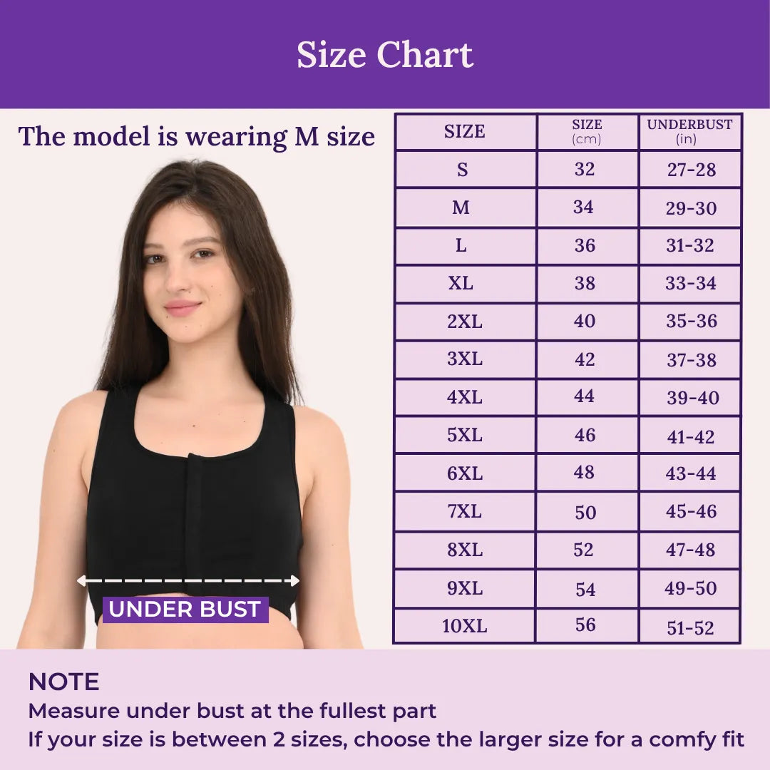 Size Chart For Front Open Bra