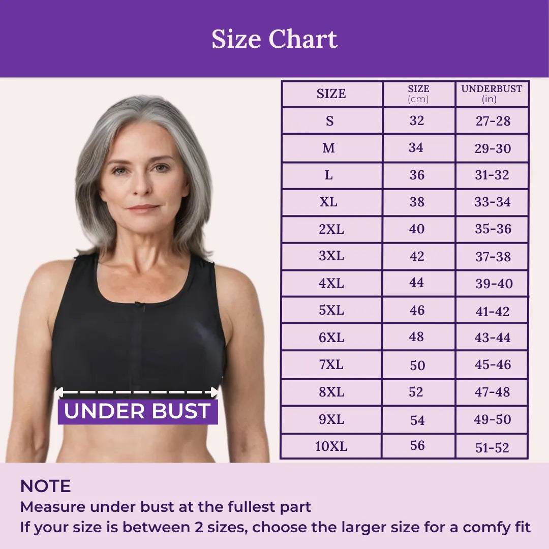 Size Chart For Front Open Bra For Elderly