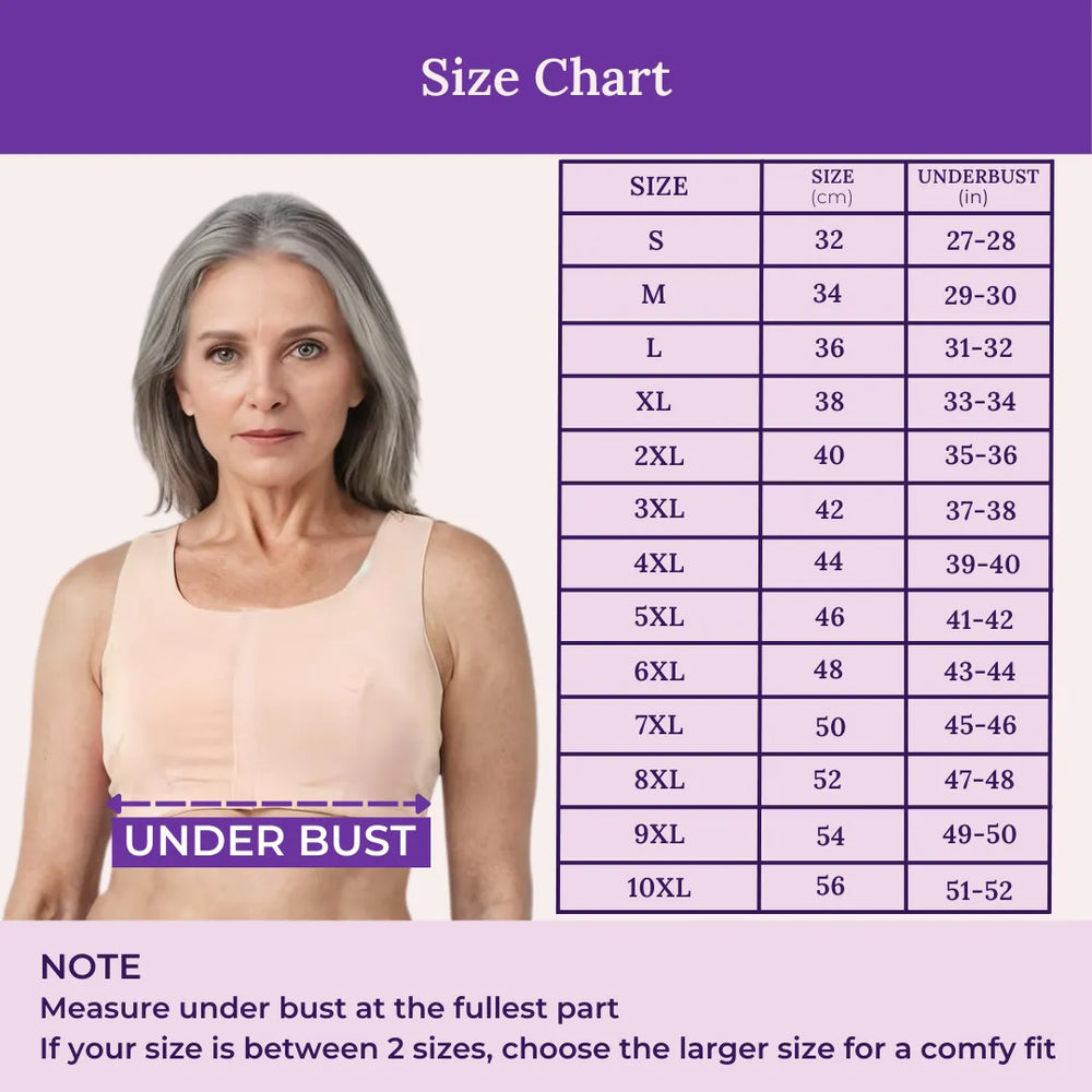 Size Chart For Front Open Bra For Elderly