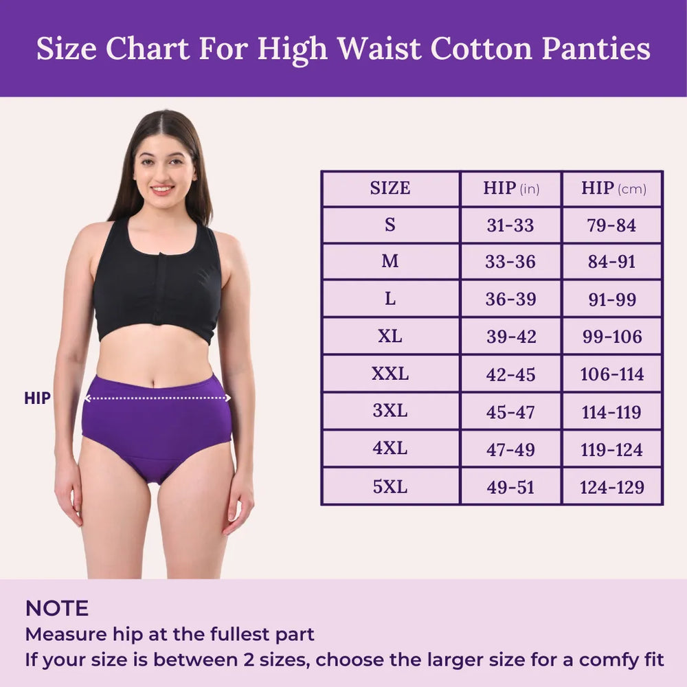 Size Chart For High Waist Cotton Panties