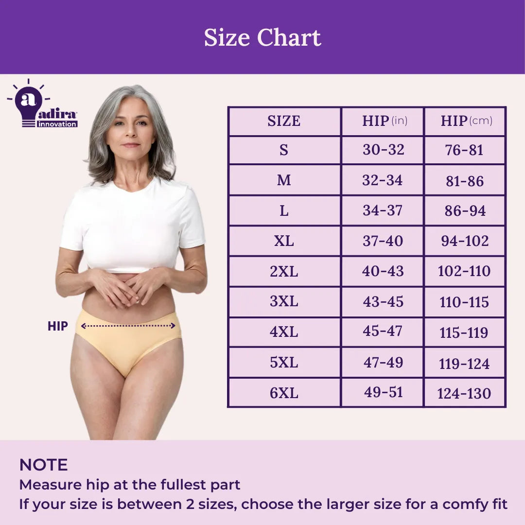 Size Chart For Incontinence Women Panties