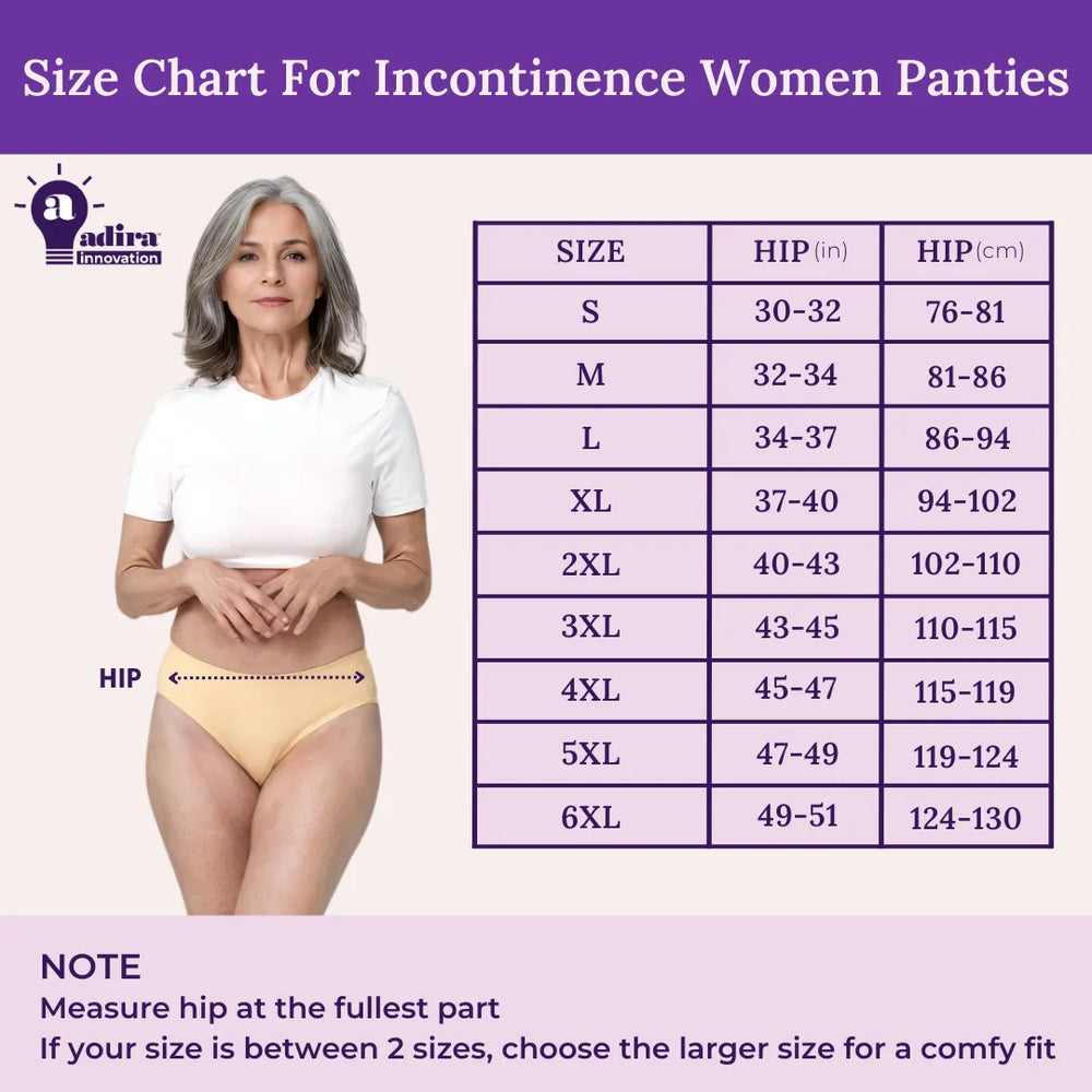 Size Chart For Incontinence Women Panties