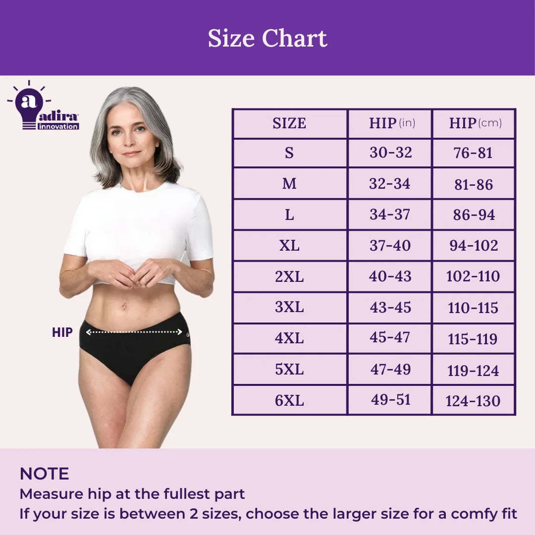 Size Chart For Incontinence Women Panties
