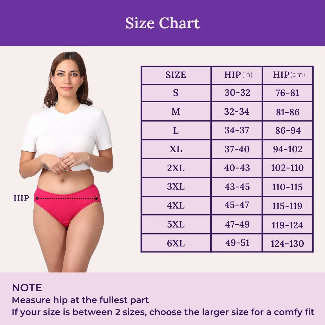 Size Chart For Incontinence Women Panties