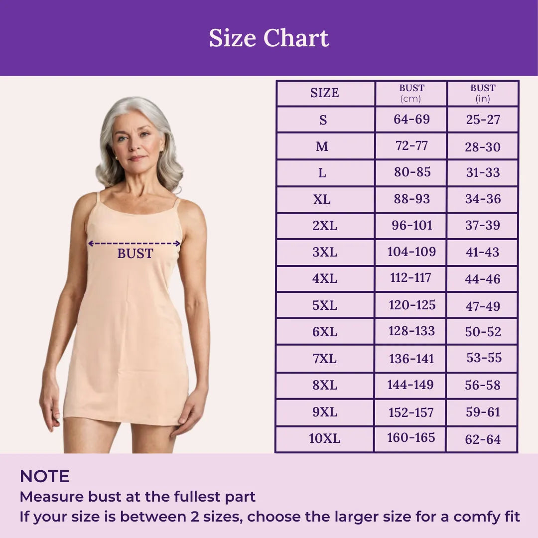 Size Chart For Kurti Slip Adjustable Strap For Seniors