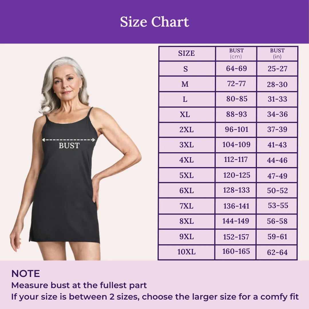 Size Chart For Kurti Slip Adjustable Strap For Seniors