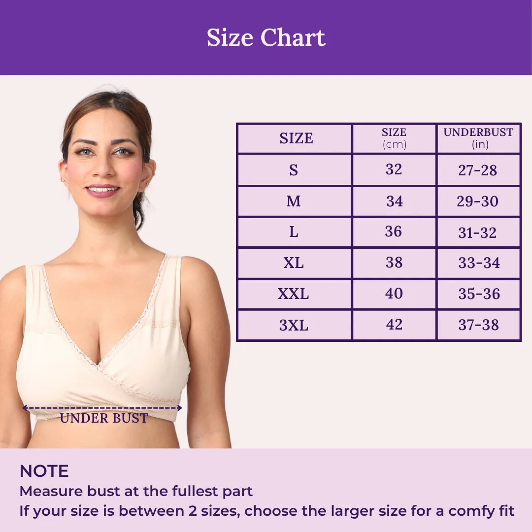 Size Chart For Leakproof Sleep Nursing Bra