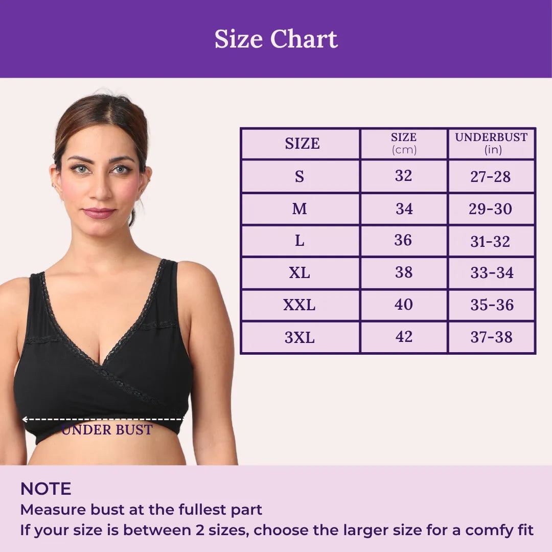 Size Chart For Leakproof Sleep Nursing Bra