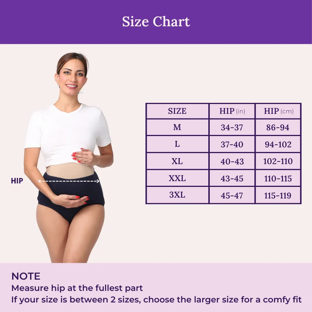 Size Chart For Maternity Incontinence Panty