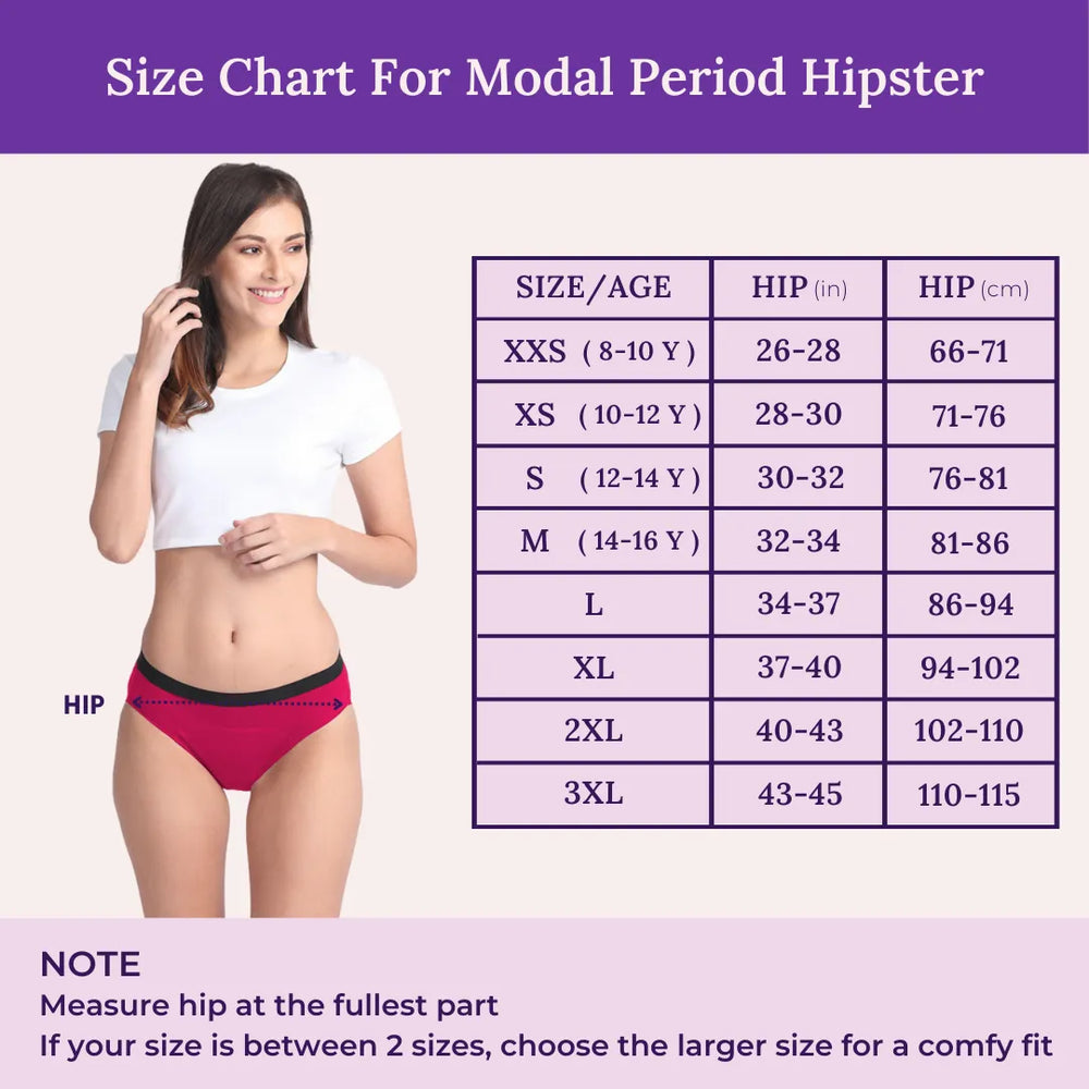 Size Chart For Modal Period Hipster
