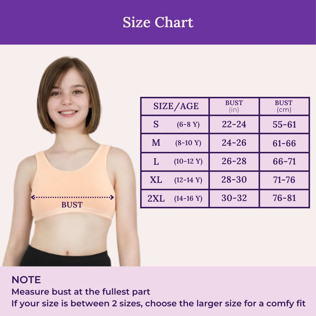 Size Chart For Non Padded Starter Bras