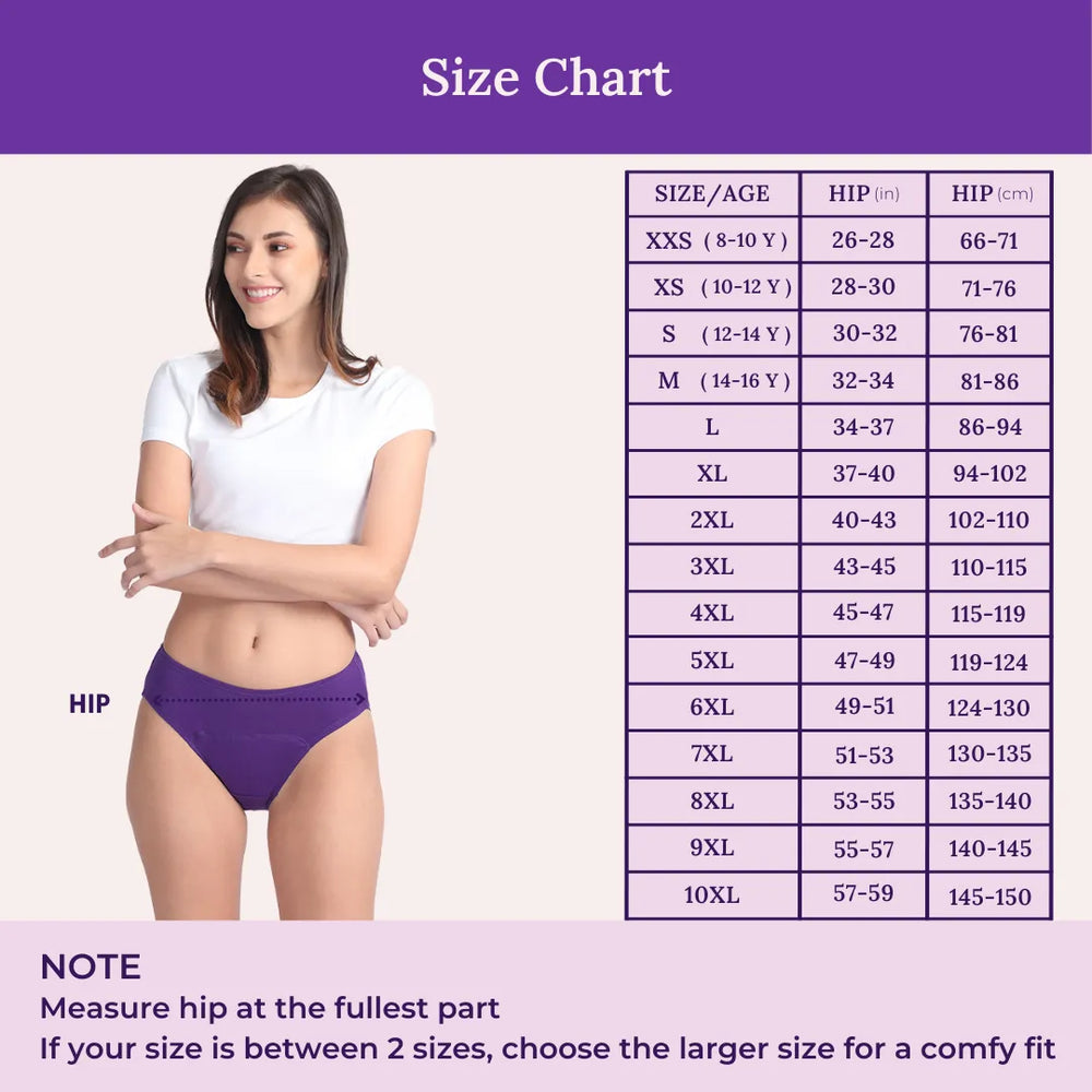 Size Chart For Period Hipster
