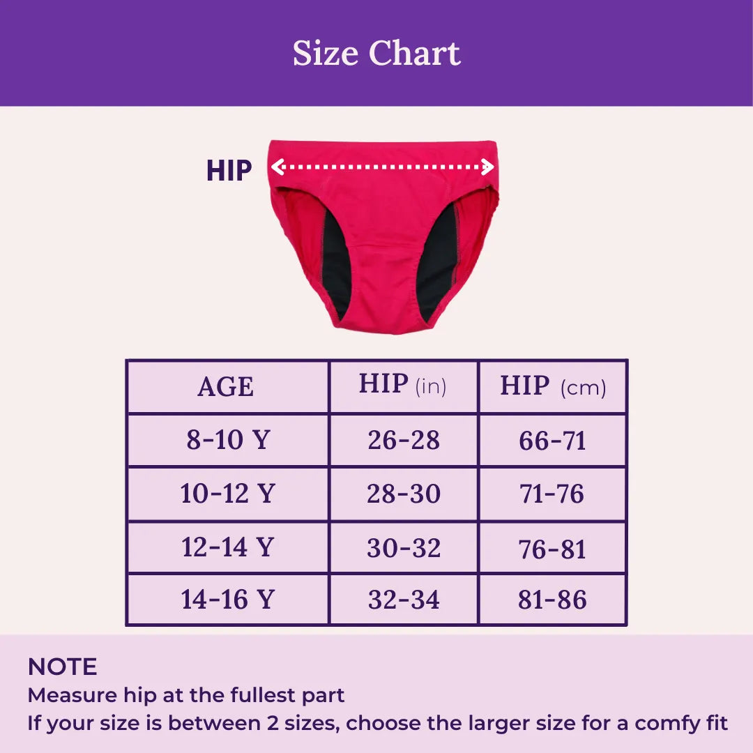 Size Chart For Period Hipster