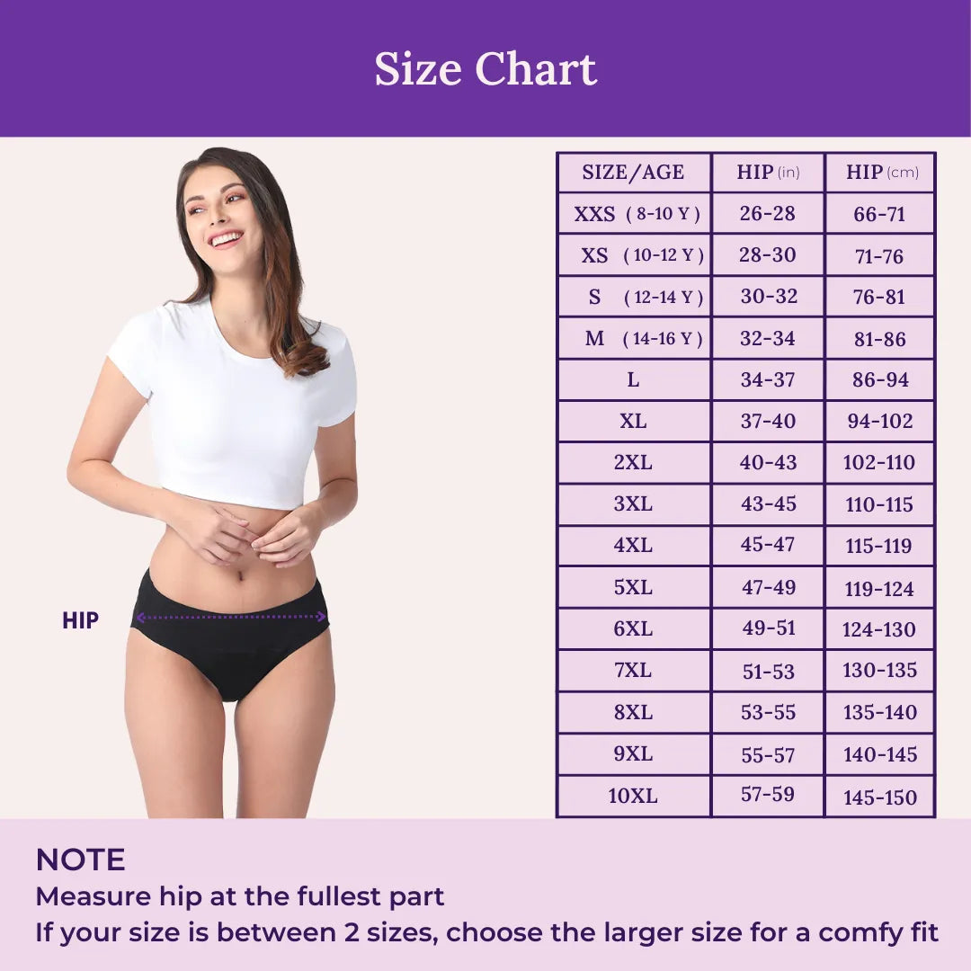 Size Chart For Period Hipster