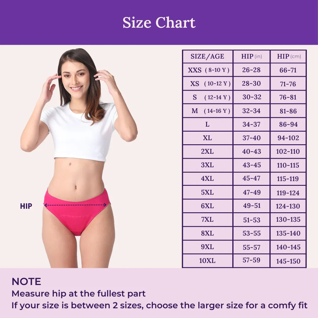 Size Chart For Period Hipster