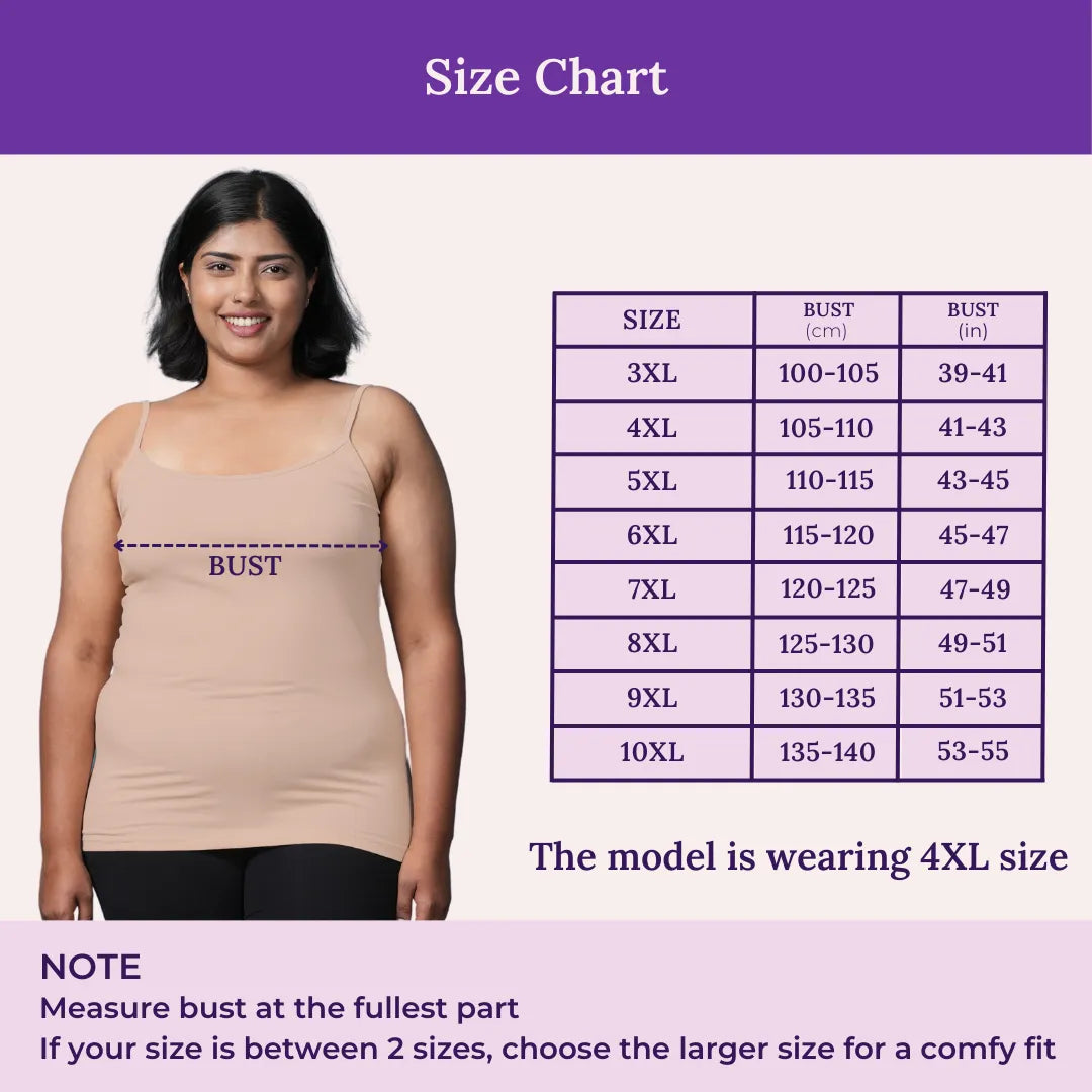 Size Chart For Plus Size Camisole Adjustable Strap