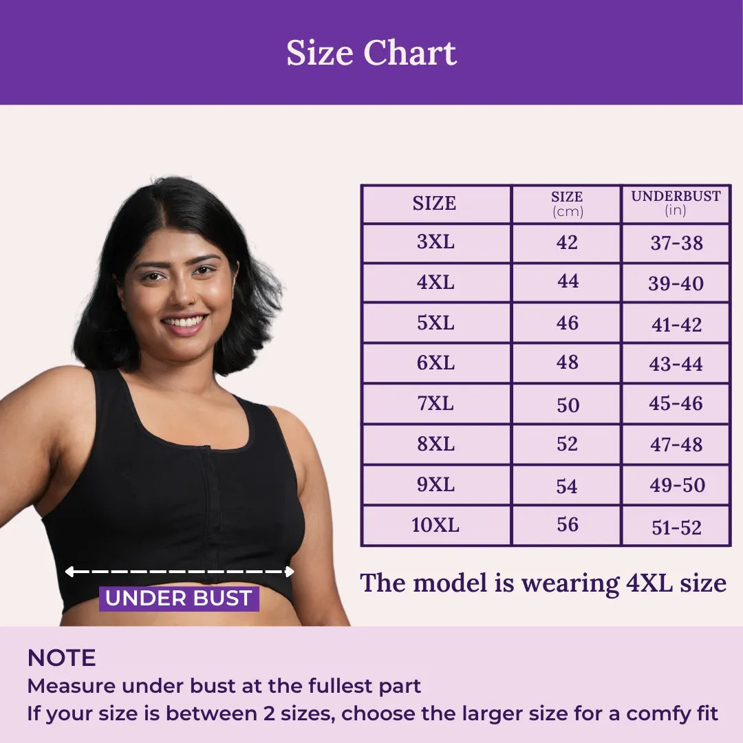 Size Chart For Plus Size Front Open Bra