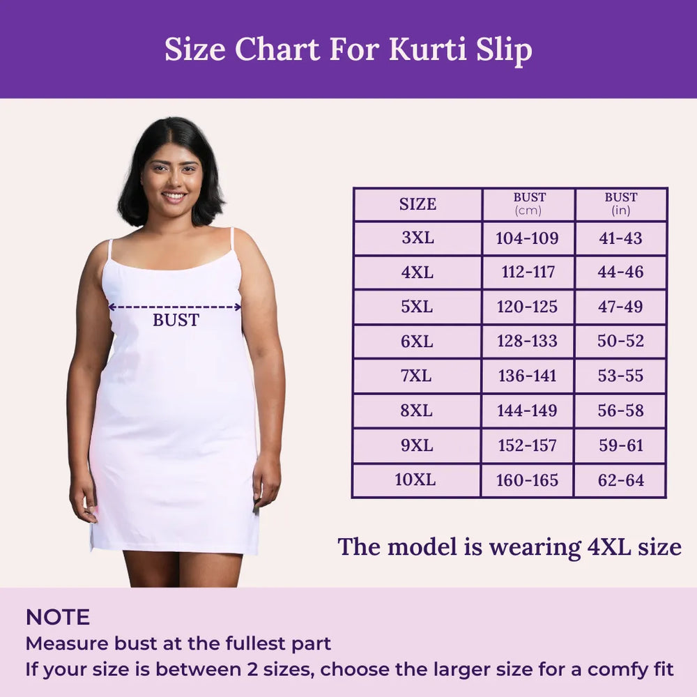 Size Chart For Plus Size Kurti Slip Adjustable Strap