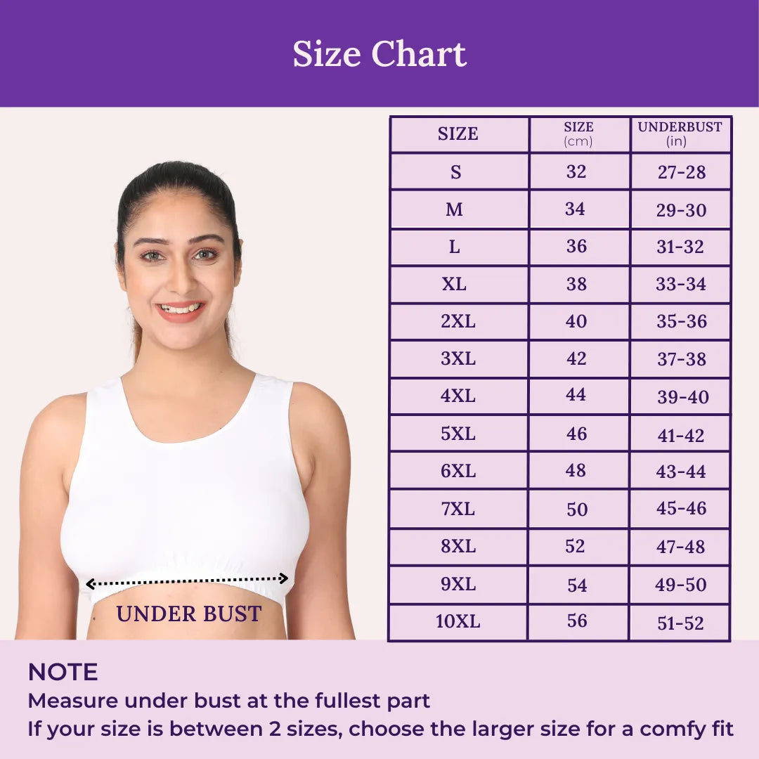 Size Chart For Sleep Bra Lounge Bra