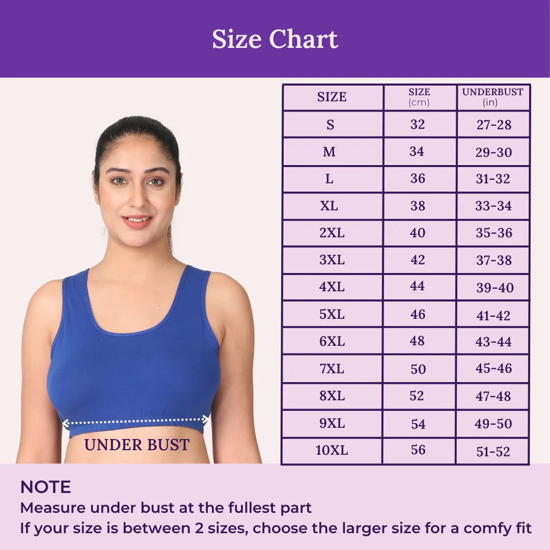 Size Chart For Sleep Bra Lounge Bra