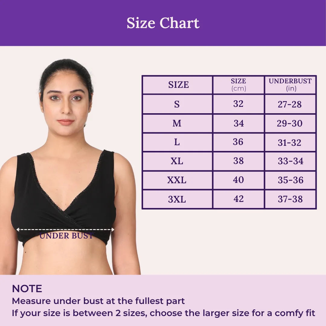 Size Chart For Sleep Nursing Bras