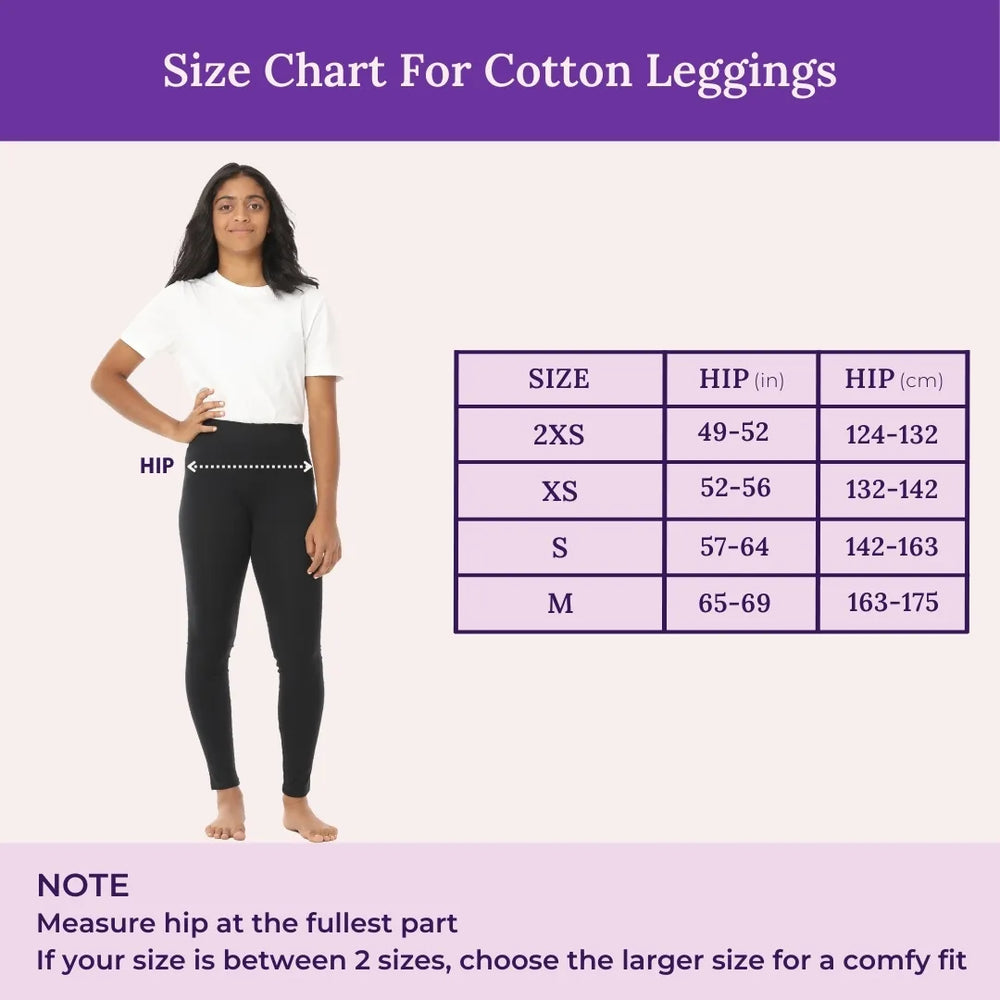 Size Chart for Teen Cotton Leggings