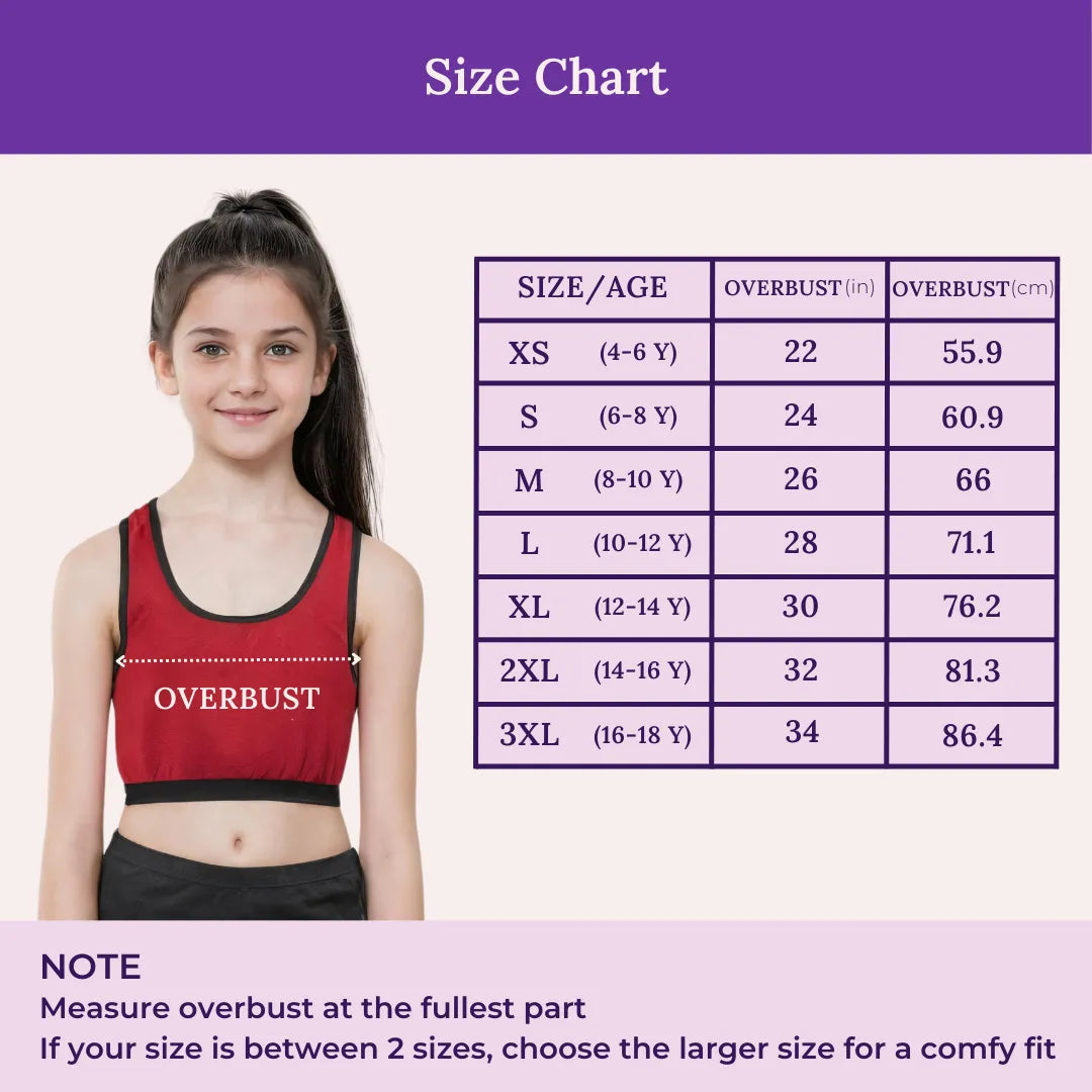 Size Chart For Teen Sports Bra