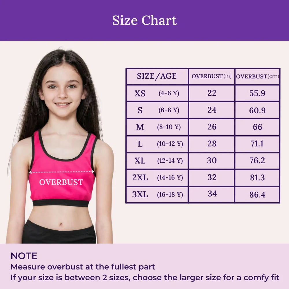 Size Chart For Teen Sports Bra