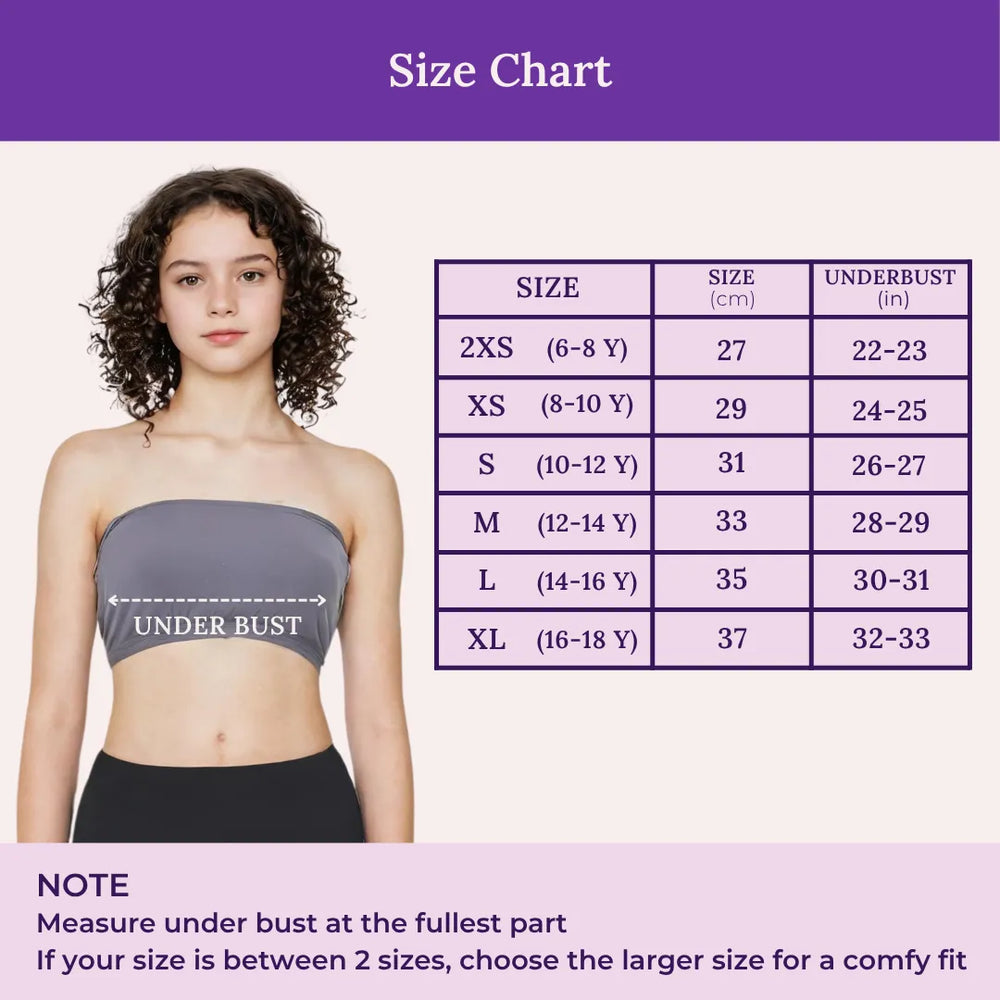 Size Chart For Teen Tube Bra