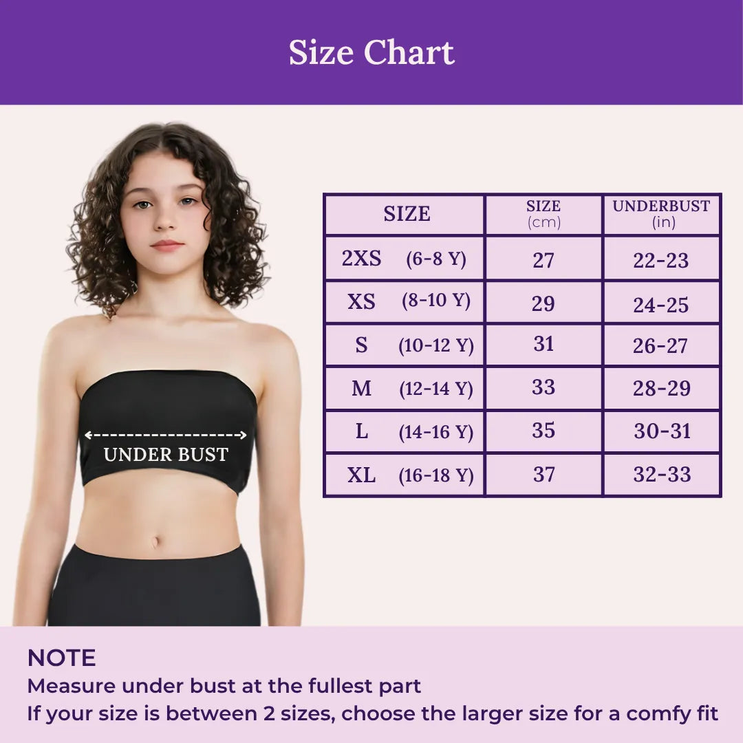 Size Chart For Teen Tube Bra