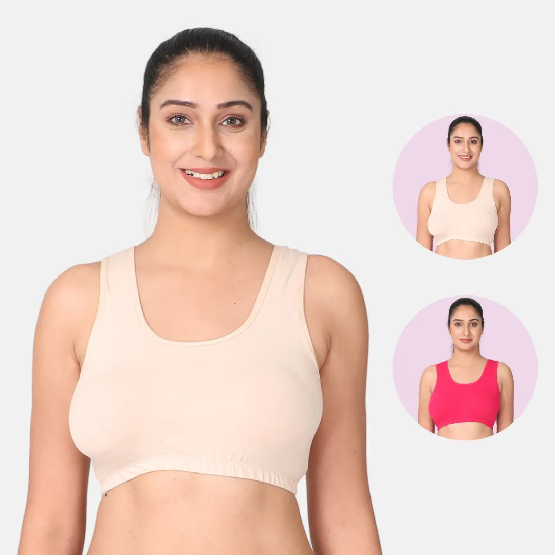 Skin & Dark Pink Sleep Bra / Lounge Bra