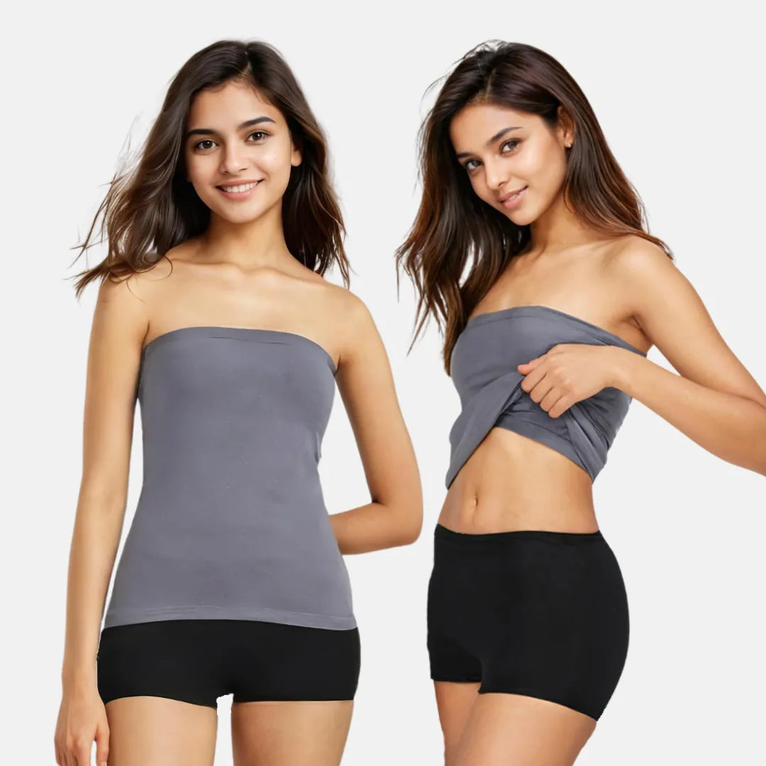Strapless Tube Top - Steel Grey Pack Of 2