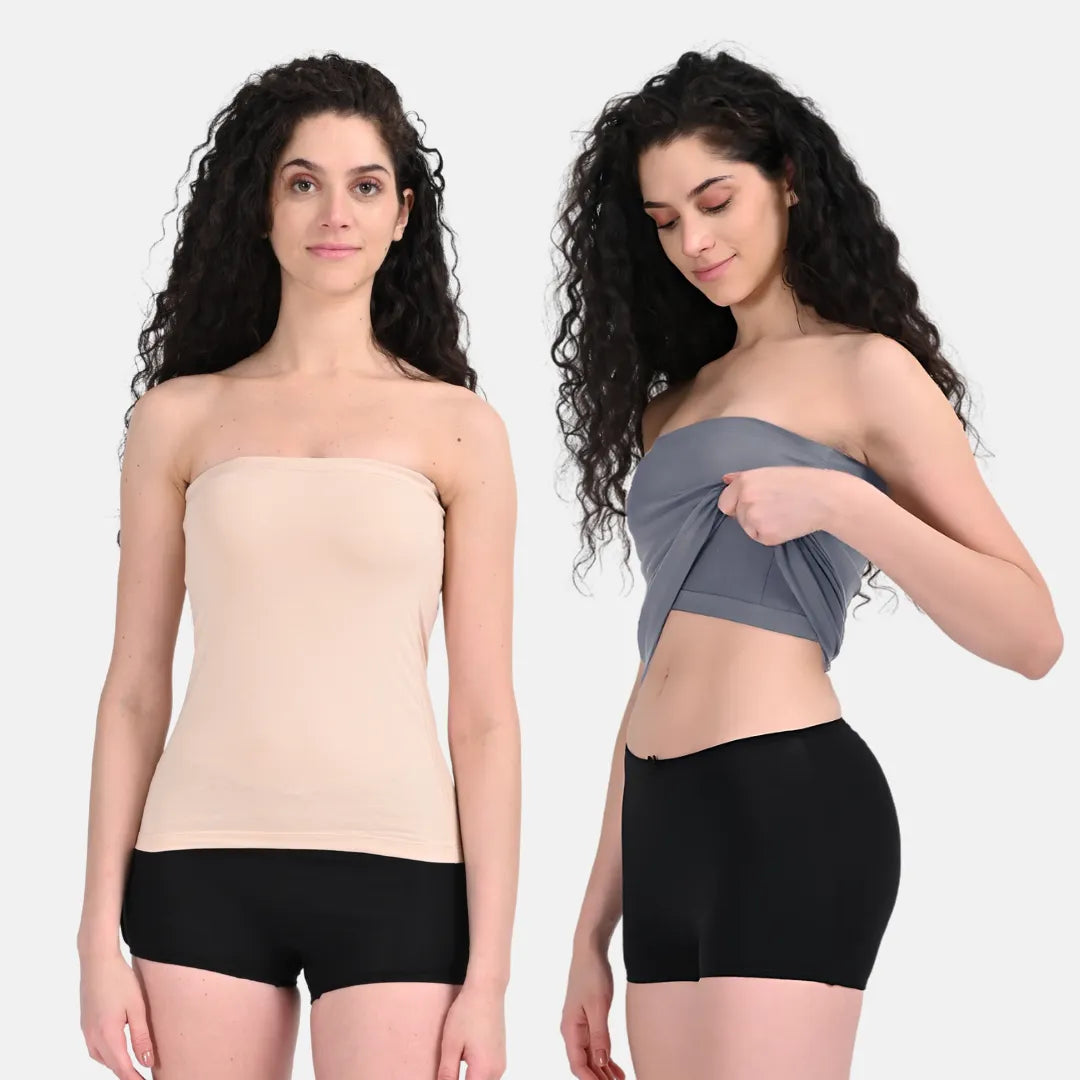 Strapless Tube Top Skin & Steel Grey