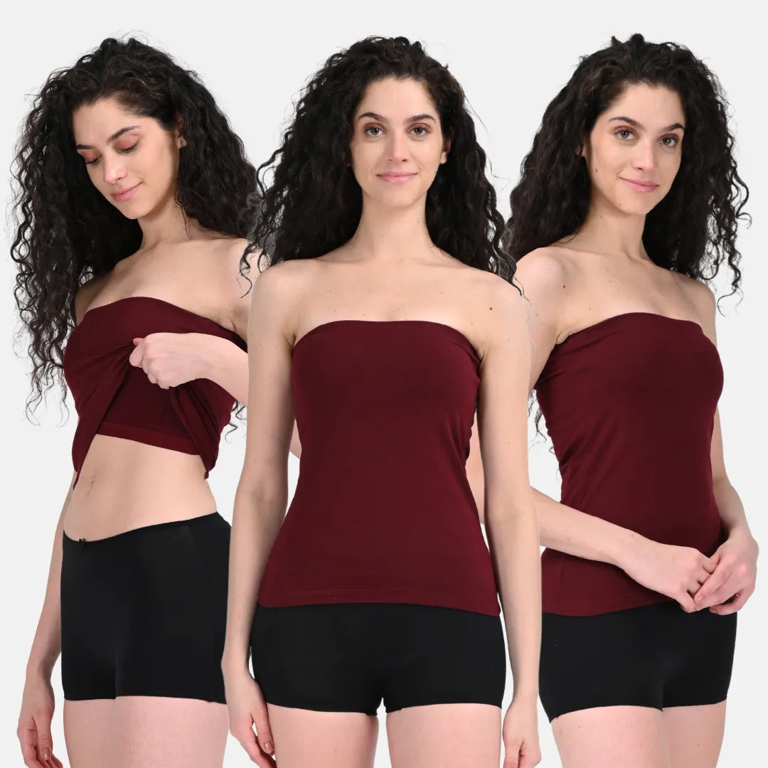 Strapless Tube Top Wine Pack Of 3
