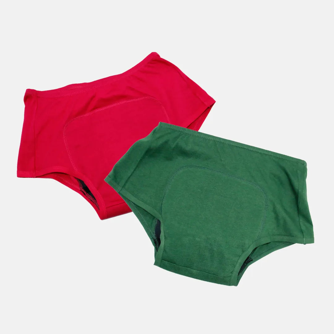 Teen Boxer Panties During Periods Dark Pink & Green