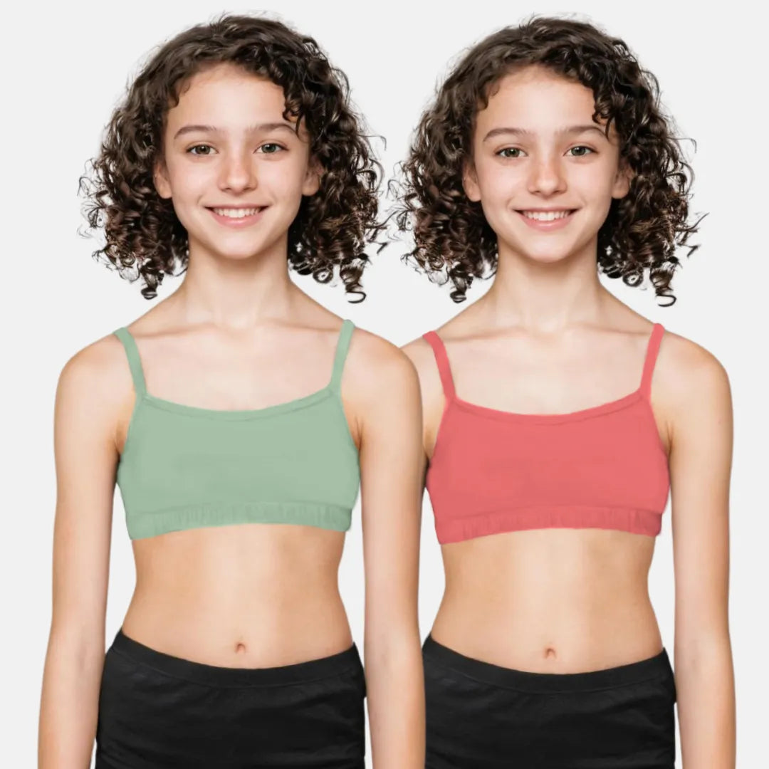 Teen Bra Sea Green & Light Coral