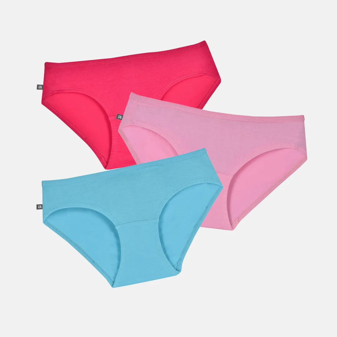Teen Cotton Panties Dark Pink, Light Pink & Light Blue