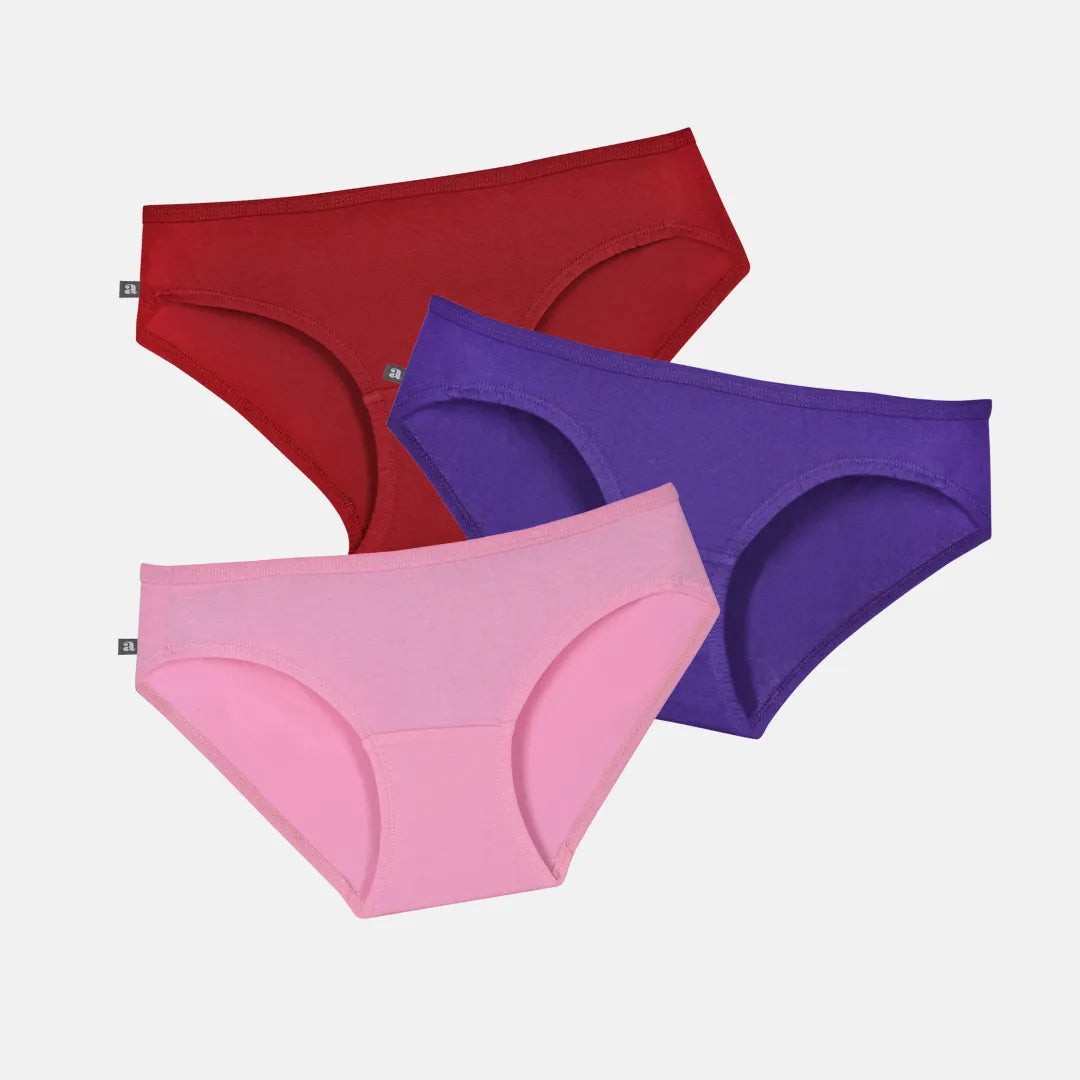 Teen Cotton Panties Maroon, Magenta & Light Pink