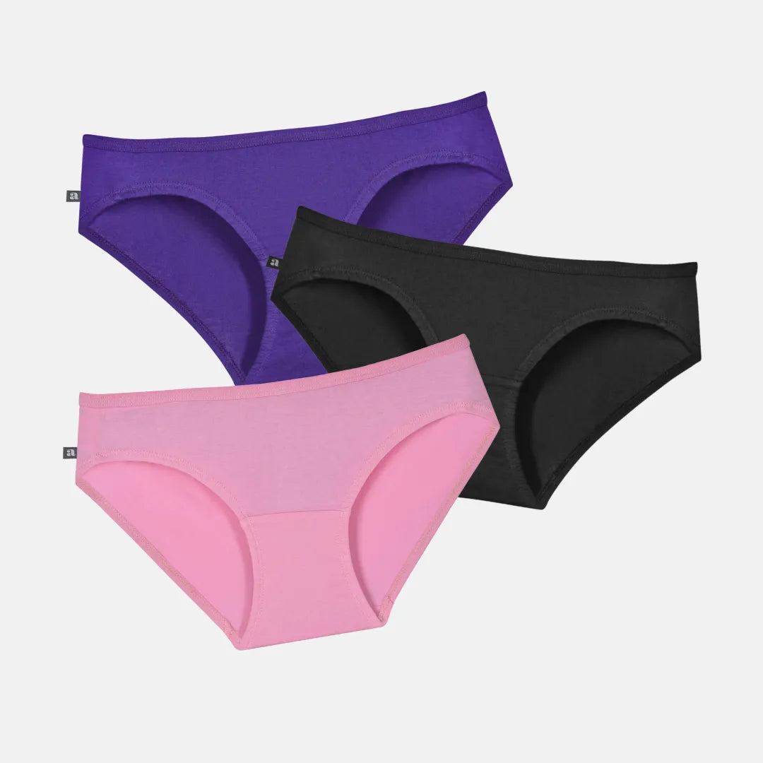 Teen Cotton Panty Set Meganta, Black & Light Pink